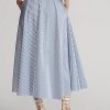 Faldas acampanadas de algodón a rayas Ralph Lauren para mujer, blancas y azules Faldas acampanadas de algodón a rayas Ralph Lauren para mujer, blancas y azules