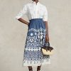 Faldas acampanadas de gasa con cuentas y estampado Ralph Lauren en azul y blanco para mujer