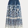 Faldas acampanadas de gasa con cuentas y estampado Ralph Lauren en azul y blanco para mujer