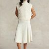 Faldas acampanadas de lana y cachemira con múltiples cables de Ralph Lauren para mujer en color crema