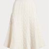 Faldas acampanadas de lana y cachemira con múltiples cables de Ralph Lauren para mujer en color crema