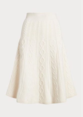 Faldas acampanadas de lana y cachemira con múltiples cables de Ralph Lauren para mujer en color crema