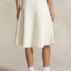 Faldas acampanadas de lana y cachemira con múltiples cables de Ralph Lauren para mujer en color crema