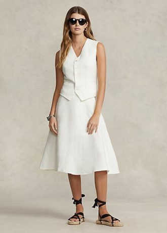 Faldas acampanadas de lino Ralph Lauren blancas para mujer
