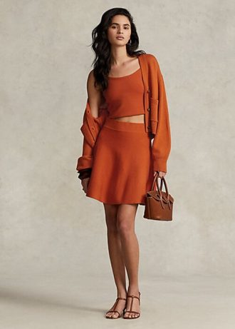 Faldas acampanadas de mezcla de lana merino Ralph Lauren para mujer en color naranja