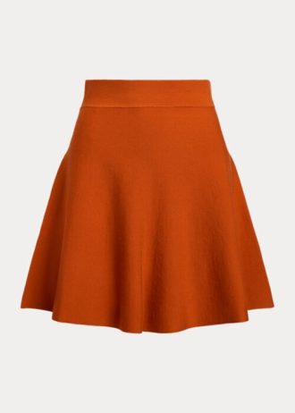 Faldas acampanadas de mezcla de lana merino Ralph Lauren para mujer en color naranja