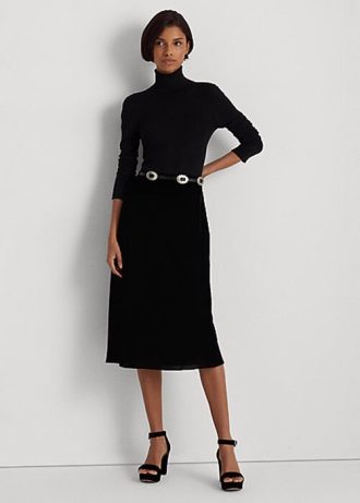 Faldas acampanadas de terciopelo Ralph Lauren negras para mujer