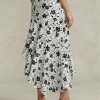Faldas asimétricas de lino con volantes y estampado floral de Ralph Lauren para mujer en color crema/negro