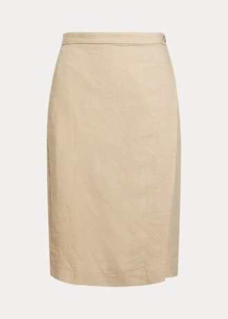 Faldas cruzadas de lino Ralph Lauren beige para mujer