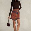 Faldas cruzadas multicolores con flecos y ribete de cuero de Ralph Lauren para mujer