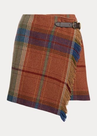 Faldas cruzadas multicolores con flecos y ribete de cuero de Ralph Lauren para mujer