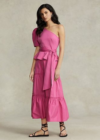Faldas de algodón Ralph Lauren con corte A y capas en color fucsia para mujer