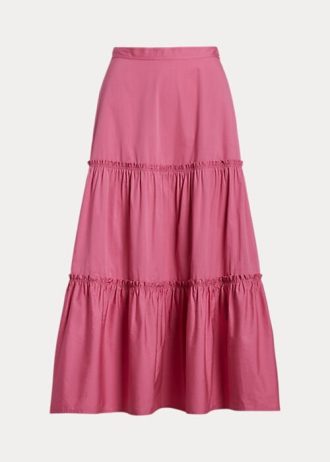 Faldas de algodón Ralph Lauren con corte A y capas en color fucsia para mujer