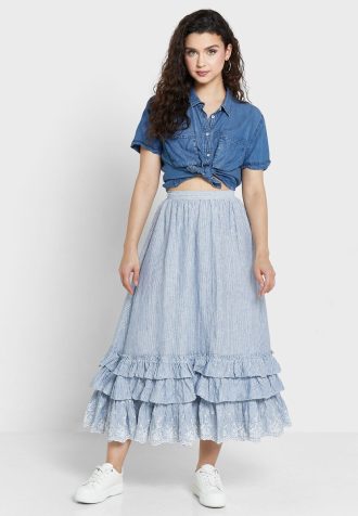 Faldas de cintura alta con volantes de Ralph Lauren para mujer en azul Faldas de cintura alta con volantes de Ralph Lauren para mujer en azul