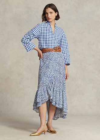 Faldas de crepé con volantes y estampado floral de Ralph Lauren para mujer en azul Faldas de crepé con volantes y estampado floral de Ralph Lauren para mujer en azul