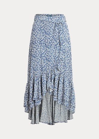 Faldas de crepé con volantes y estampado floral de Ralph Lauren para mujer en azul Faldas de crepé con volantes y estampado floral de Ralph Lauren para mujer en azul