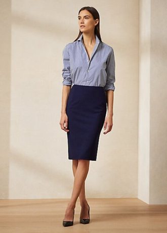 Faldas de crepé de lana elástica Cindy de Ralph Lauren para mujer en azul marino Faldas de crepé de lana elástica Cindy de Ralph Lauren para mujer en azul marino