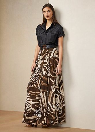 Faldas de gasa de lino con estampado de cebra Liliosa de Ralph Lauren para mujer en marrón Faldas de gasa de lino con estampado de cebra Liliosa de Ralph Lauren para mujer en marrón