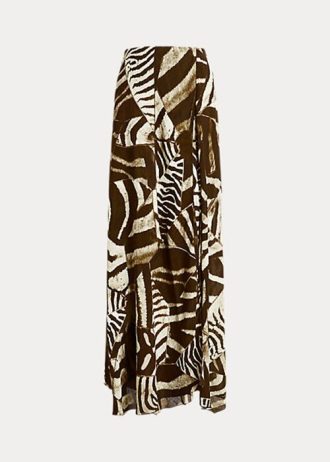 Faldas de gasa de lino con estampado de cebra Liliosa de Ralph Lauren para mujer en marrón Faldas de gasa de lino con estampado de cebra Liliosa de Ralph Lauren para mujer en marrón