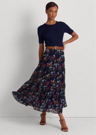 Faldas de georgette arrugadas con estampado floral de Ralph Lauren para mujer Faldas de georgette arrugadas con estampado floral de Ralph Lauren para mujer