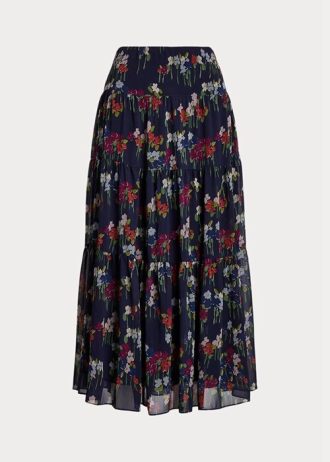Faldas de georgette arrugadas con estampado floral de Ralph Lauren para mujer Faldas de georgette arrugadas con estampado floral de Ralph Lauren para mujer