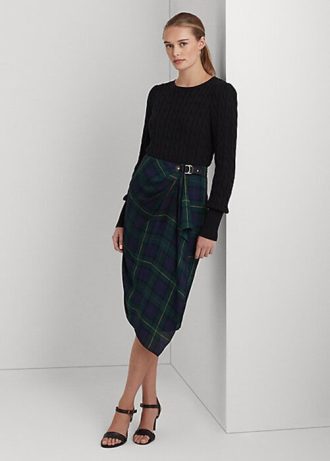 Faldas de georgette con hebillas y cuadros multicolores de Ralph Lauren para mujer Faldas de georgette con hebillas y cuadros multicolores de Ralph Lauren para mujer