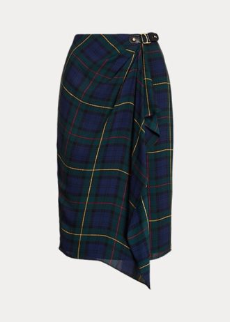Faldas de georgette con hebillas y cuadros multicolores de Ralph Lauren para mujer Faldas de georgette con hebillas y cuadros multicolores de Ralph Lauren para mujer