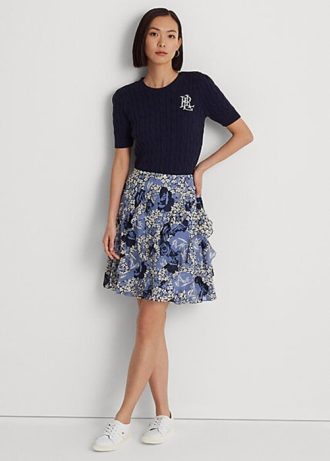 Faldas de georgette con volantes florales de Ralph Lauren para mujer en azul Faldas de georgette con volantes florales de Ralph Lauren para mujer en azul
