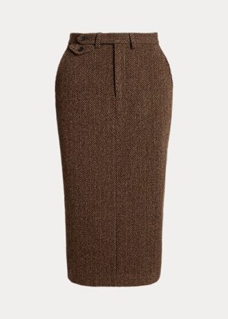Faldas de lana con diseño de espiga Mychele de Ralph Lauren para mujer, color marrón Faldas de lana con diseño de espiga Mychele de Ralph Lauren para mujer, color marrón