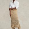 Faldas de macramé con flecos en punto pointelle de Ralph Lauren para mujer en beige Faldas de macramé con flecos en punto pointelle de Ralph Lauren para mujer en beige