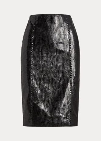Faldas de piel de cabra con relieve Cynthia de Ralph Lauren para mujer, color negro Faldas de piel de cabra con relieve Cynthia de Ralph Lauren para mujer, color negro