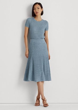 Faldas de punto de lino y algodón Ralph Lauren azules para mujer Faldas de punto de lino y algodón Ralph Lauren azules para mujer