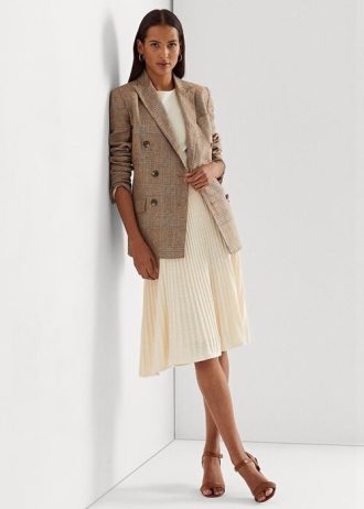 Faldas de punto de lino y algodón Ralph Lauren para mujer en color crema