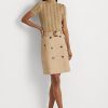 Faldas de sarga microlijadas con cinturón Ralph Lauren beige para mujer Faldas de sarga microlijadas con cinturón Ralph Lauren beige para mujer