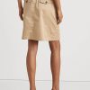 Faldas de sarga microlijadas con cinturón Ralph Lauren beige para mujer Faldas de sarga microlijadas con cinturón Ralph Lauren beige para mujer