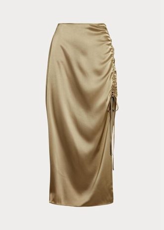 Faldas de satén con detalle de lazo fruncido de Ralph Lauren para mujer en color oliva