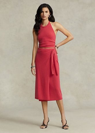 Faldas de suéter cruzadas de cachemira rojas de Ralph Lauren para mujer