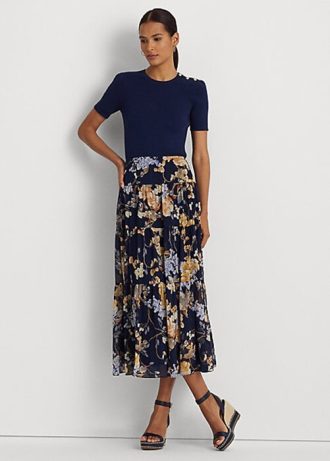 Faldas escalonadas de georgette arrugado con flores multicolores de Ralph Lauren para mujer
