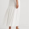 Faldas largas escalonadas de lino Ralph Lauren blancas para mujer Faldas largas escalonadas de lino Ralph Lauren blancas para mujer