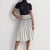 Faldas midi de punto a rayas Ralph Lauren para mujer en color crema/azul marino