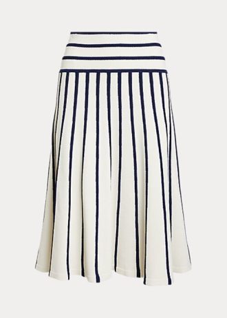 Faldas midi de punto a rayas Ralph Lauren para mujer en color crema/azul marino