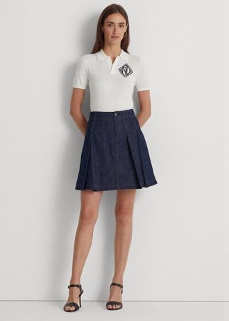 Faldas minifalda vaquera plisada Ralph Lauren para mujer en color azul marino