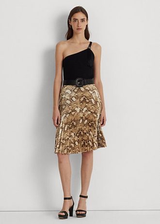 Faldas plisadas de charmeuse con estampado de piel de serpiente multicolor de Ralph Lauren para mujer Faldas plisadas de charmeuse con estampado de piel de serpiente multicolor de Ralph Lauren para mujer