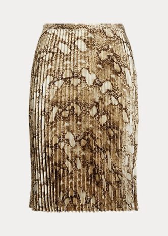 Faldas plisadas de charmeuse con estampado de piel de serpiente multicolor de Ralph Lauren para mujer Faldas plisadas de charmeuse con estampado de piel de serpiente multicolor de Ralph Lauren para mujer