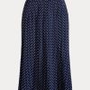 Faldas plisadas de crepé con lunares de Ralph Lauren para mujer en color crema/azul marino
