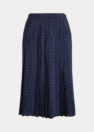 Faldas plisadas de crepé con lunares de Ralph Lauren para mujer en color crema/azul marino Faldas plisadas de crepé con lunares de Ralph Lauren para mujer en color crema/azul marino
