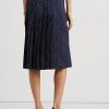 Faldas plisadas de crepé con lunares de Ralph Lauren para mujer en color crema/azul marino