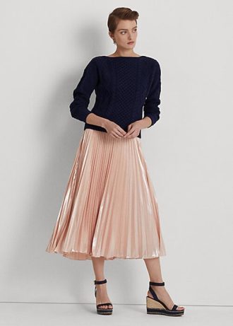 Faldas plisadas de gasa metalizada rosa de Ralph Lauren para mujer Faldas plisadas de gasa metalizada rosa de Ralph Lauren para mujer