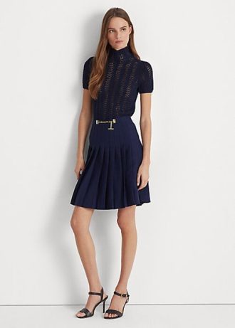 Faldas plisadas de georgette Ralph Lauren para mujer en azul marino Faldas plisadas de georgette Ralph Lauren para mujer en azul marino
