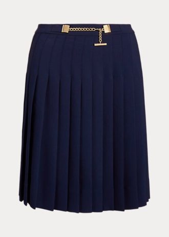 Faldas plisadas de georgette Ralph Lauren para mujer en azul marino Faldas plisadas de georgette Ralph Lauren para mujer en azul marino